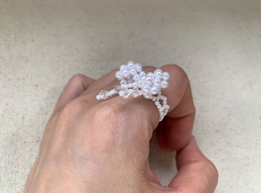 Vintagepunk "Adorable Bow Ring",Beaded bow,Unique Handcrafted Artisanal Piece, Niche Style.