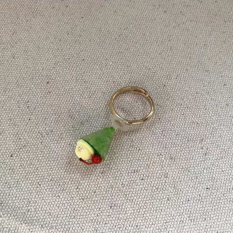Adorable Cute Lovely Ice Cream Soda Cherry Shape Adjustable Finger Ring for Women Girls