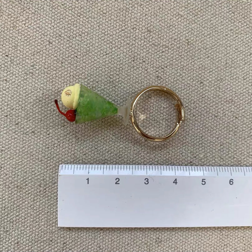 Adorable Cute Lovely Ice Cream Soda Cherry Shape Adjustable Finger Ring for Women Girls