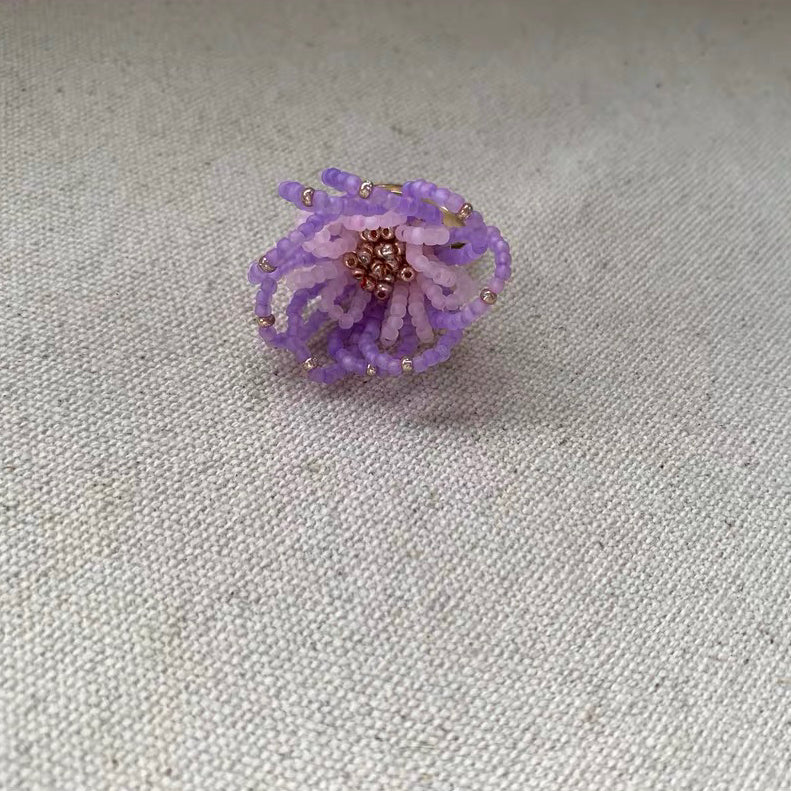 Blooming Flower Ring Colorful Exaggerate Adjustable Bead Finger Rings for Vacation Holiday