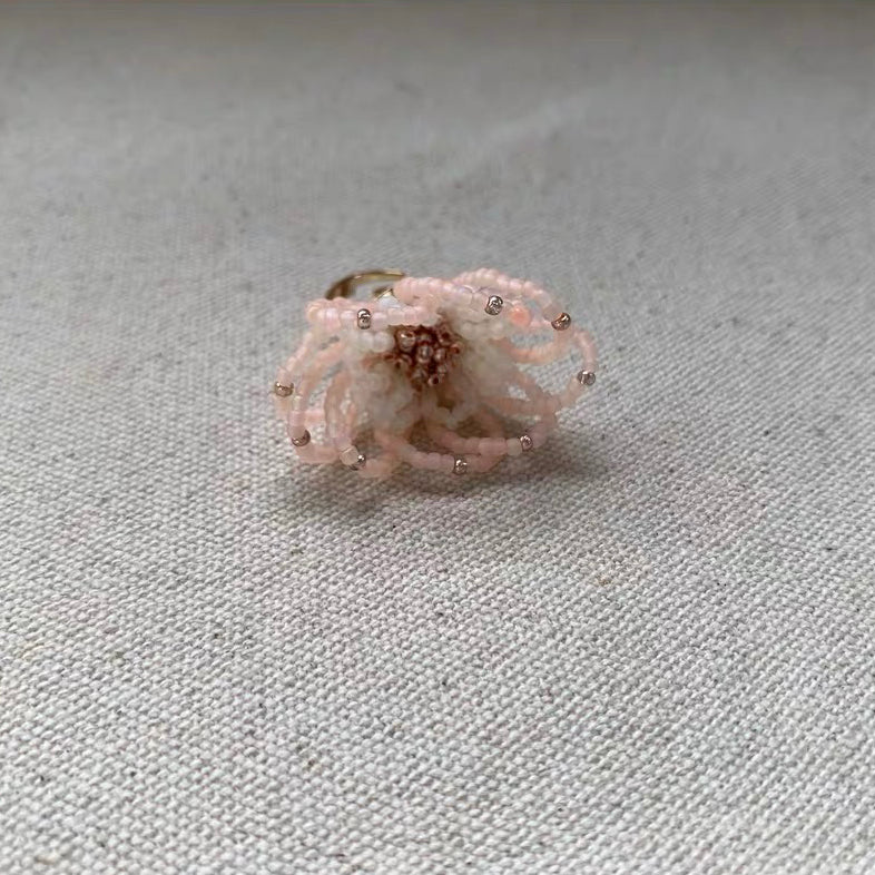 Blooming Flower Ring Colorful Exaggerate Adjustable Bead Finger Rings for Vacation Holiday