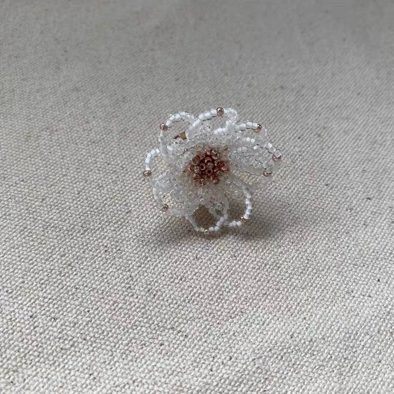 Blooming Flower Ring Colorful Exaggerate Adjustable Bead Finger Rings for Vacation Holiday