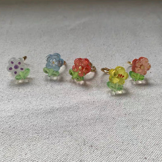 Colorful Flower Floral Ring Cute Adorable Summer Beach Fashion Rings for Women Teens Girls