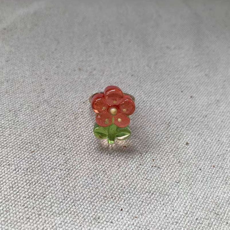 Colorful Flower Floral Ring Cute Adorable Summer Beach Fashion Rings for Women Teens Girls