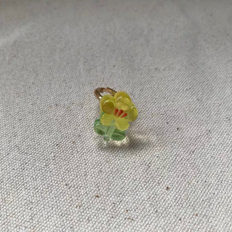 Colorful Flower Floral Ring Cute Adorable Summer Beach Fashion Rings for Women Teens Girls