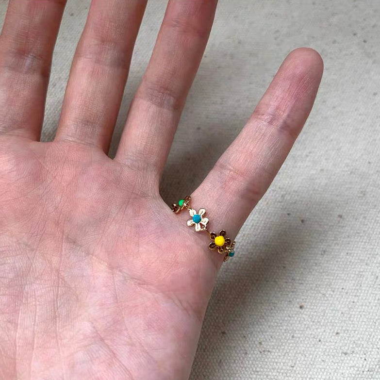 Cute Colorful Daisy Aesthetic Sunflower Ring You Are My Sunshine Flowers Stacking Rings