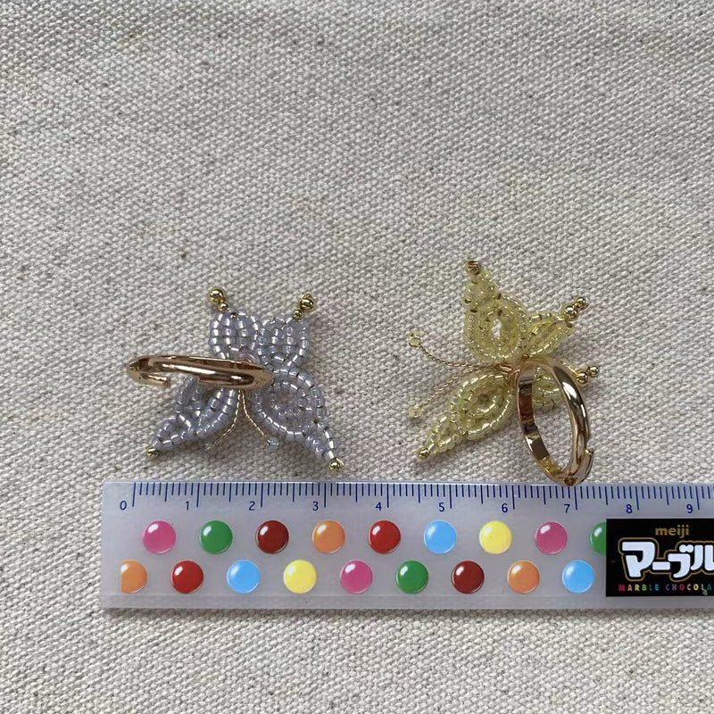 Butterfly Boho Cute Beaded Ring Handmade Statement Colorful Fashion Rings for Women