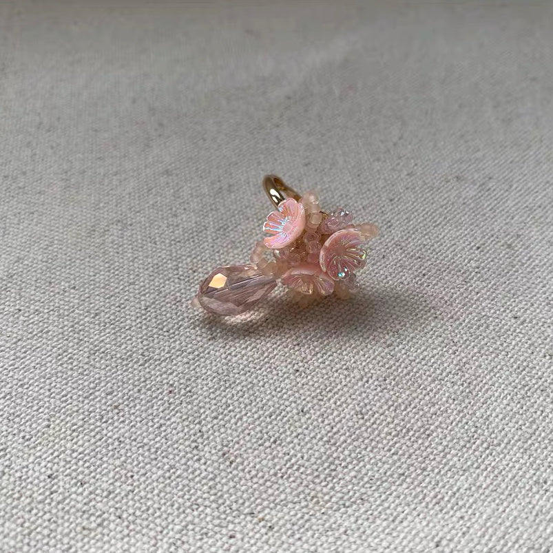 Flower Balls Ring Handmade Colorful Bead Drop Cute Femine Floral Trendy Finger Rings