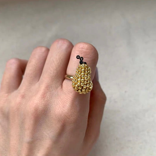 Pear Fruit Shape Adorable Cute Lovely Adjustable Finger Ring for Women Girls