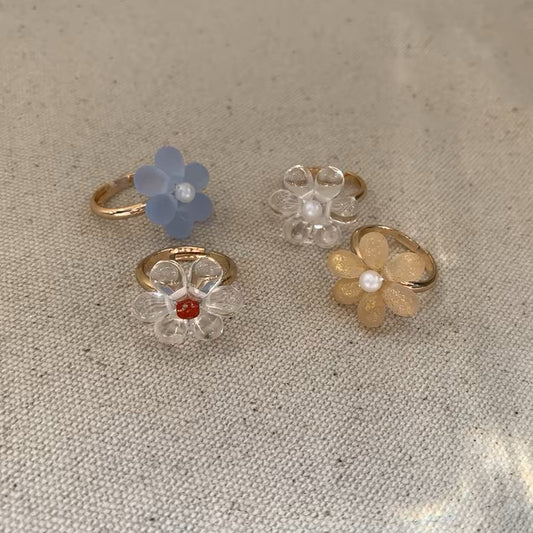 Flower Floral Daisy Adorable Cute Lovely Adjustable Dainty Fashion Finger Ring for Women Girls