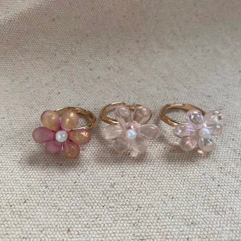 Flower Floral Daisy Adorable Cute Lovely Adjustable Dainty Fashion Finger Ring for Women Girls