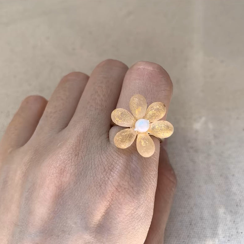 Flower Floral Daisy Adorable Cute Lovely Adjustable Dainty Fashion Finger Ring for Women Girls