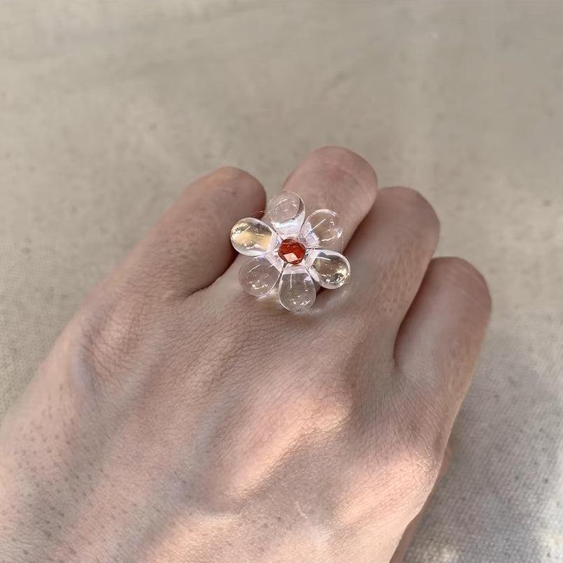 Flower Floral Daisy Adorable Cute Lovely Adjustable Dainty Fashion Finger Ring for Women Girls