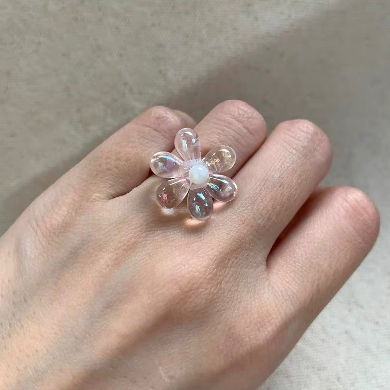 Flower Floral Daisy Adorable Cute Lovely Adjustable Dainty Fashion Finger Ring for Women Girls