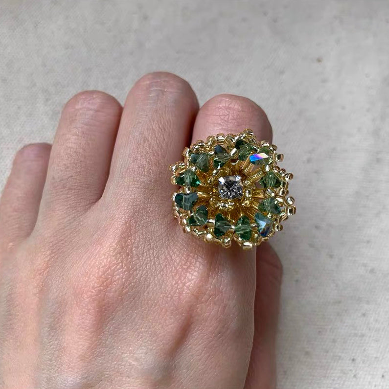 Sterling Rhinestone Ring Colorful Trendy Sparkly Rings Personality Accessories Jewelry for Women Girls