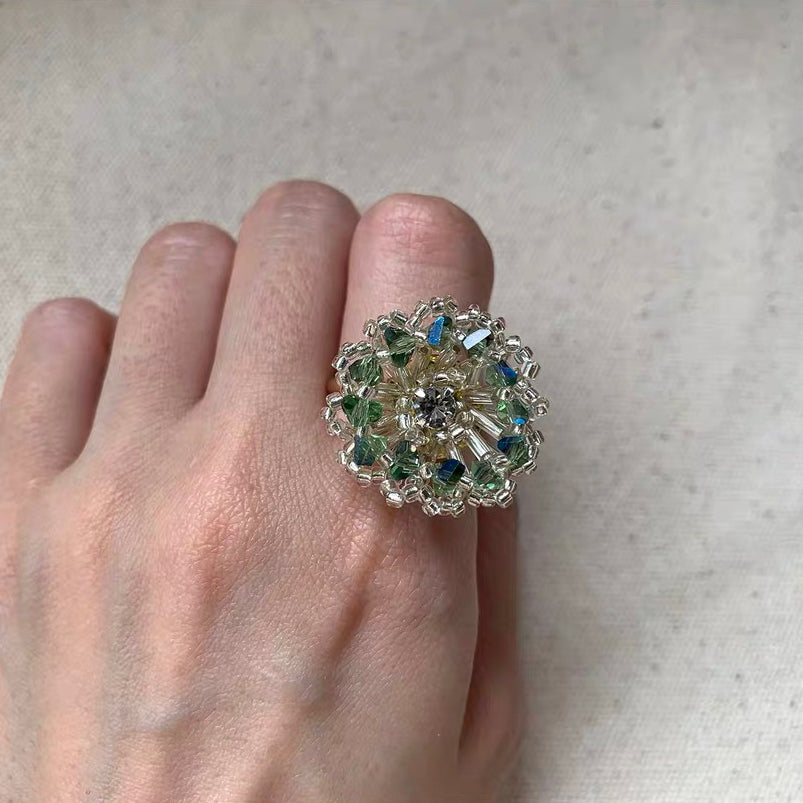 Sterling Rhinestone Ring Colorful Trendy Sparkly Rings Personality Accessories Jewelry for Women Girls