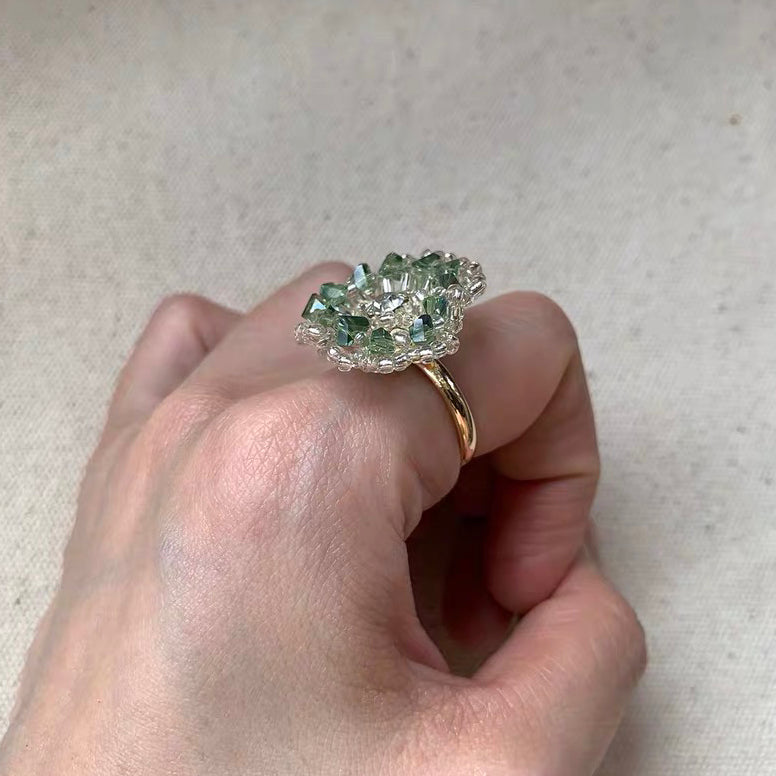 Sterling Rhinestone Ring Colorful Trendy Sparkly Rings Personality Accessories Jewelry for Women Girls