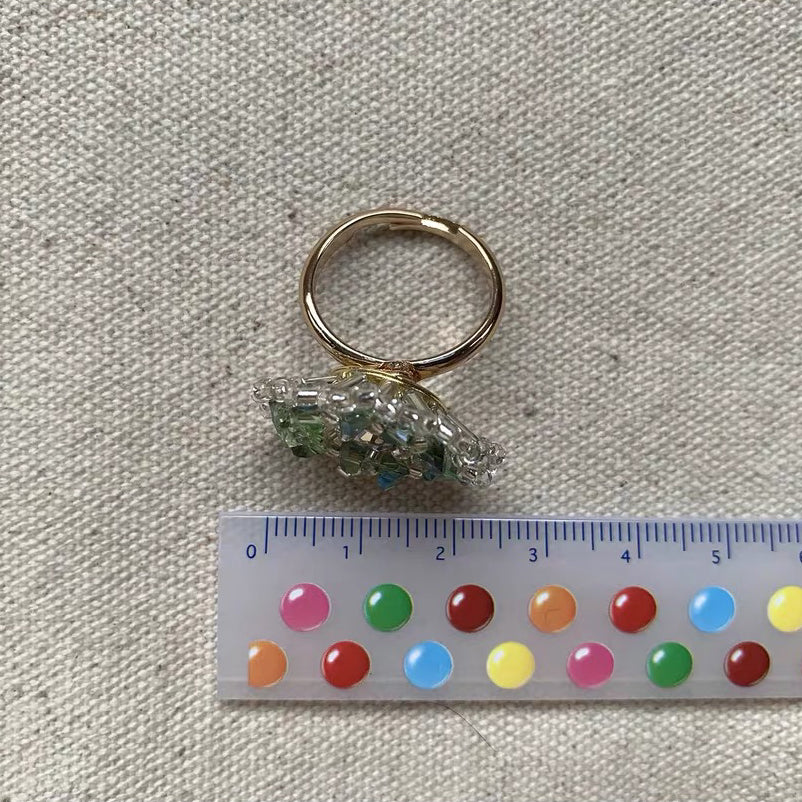 Sterling Rhinestone Ring Colorful Trendy Sparkly Rings Personality Accessories Jewelry for Women Girls