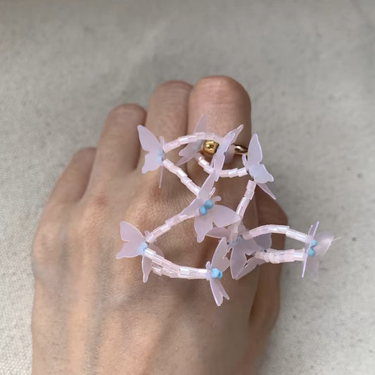 Unique Butterfly Ring Handmade Stereoscopic Tassels Adjustable Rings Accessories
