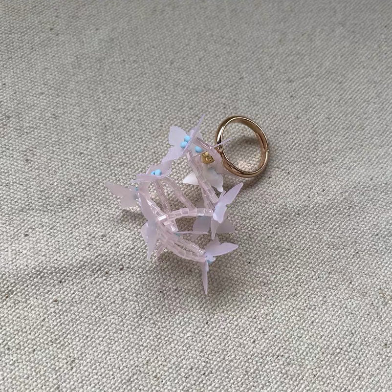 Unique Butterfly Ring Handmade Stereoscopic Tassels Adjustable Rings Accessories