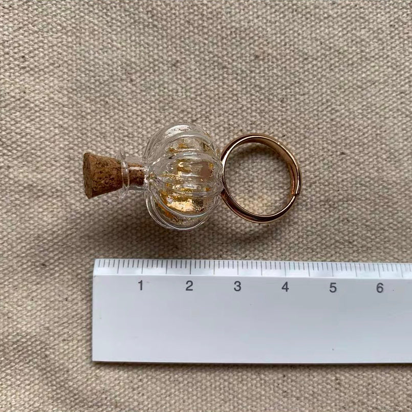 Pumpkin Shaped Bottle with Golden Foil Ring Cute Adorable Fashion Dainty Rings for Teens Girls