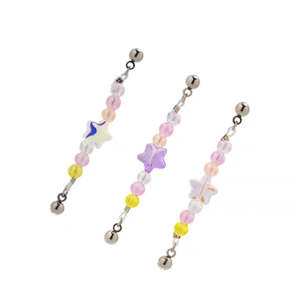 Cute Resin Bead Earrings Lovely Star Butterfly Colorful Piercing Fashion Ear Cuff Chain