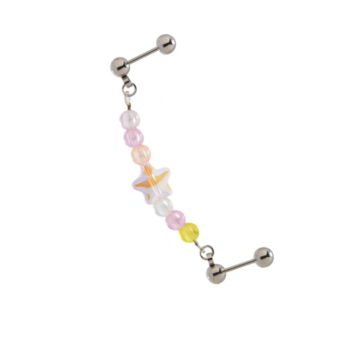 Cute Resin Bead Earrings Lovely Star Butterfly Colorful Piercing Fashion Ear Cuff Chain