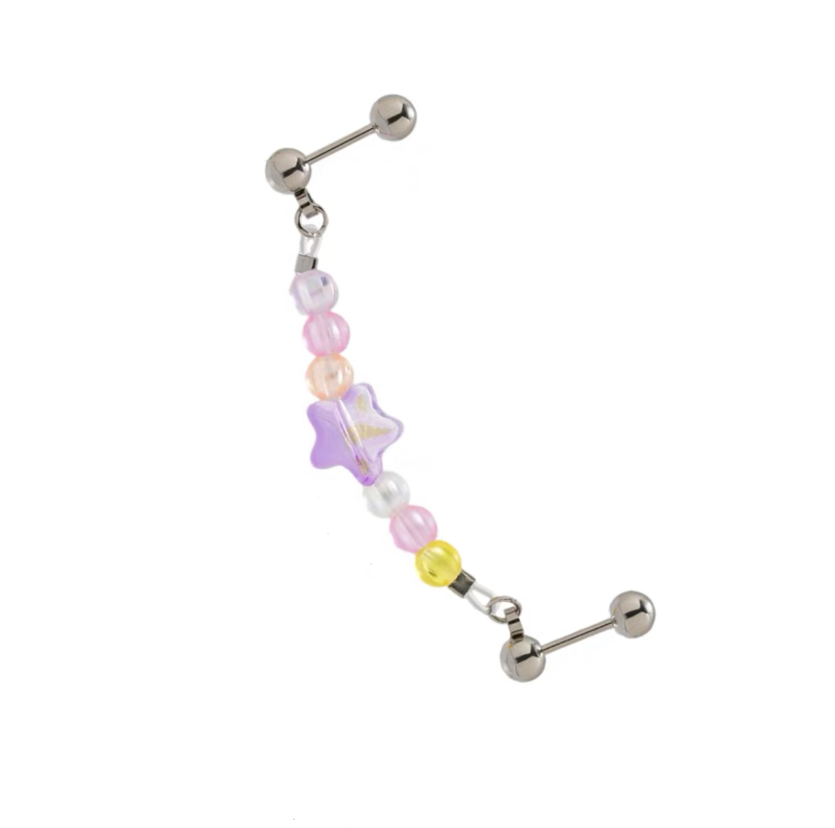 Cute Resin Bead Earrings Lovely Star Butterfly Colorful Piercing Fashion Ear Cuff Chain