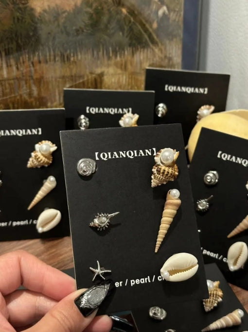 Handcrafted,natural conch shells and shells earrings,S925, featuring ocean elements. With various combinations available, a perfect gift.