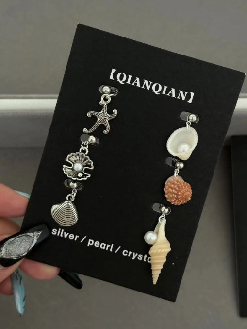 Handcrafted,natural conch shells and shells earrings,S925, featuring ocean elements. With various combinations available, a perfect gift.