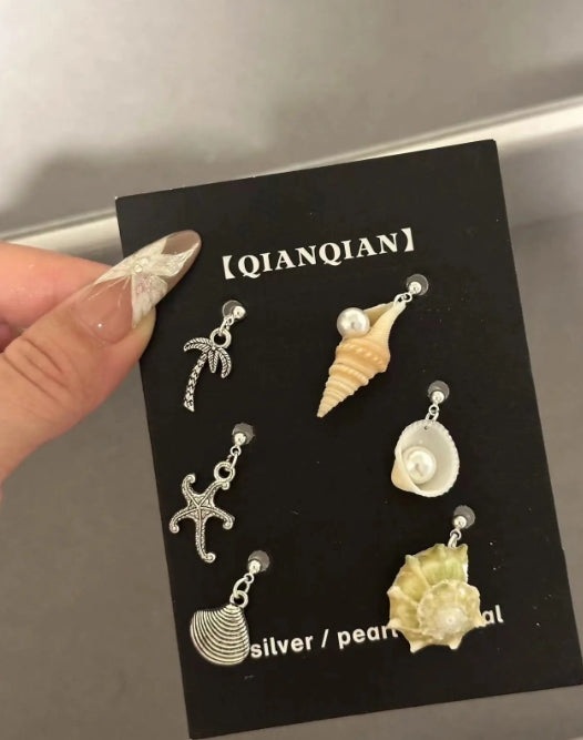 Handcrafted,natural conch shells and shells earrings,S925, featuring ocean elements. With various combinations available, a perfect gift.