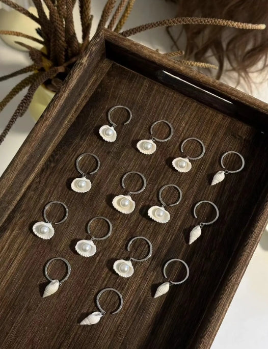 Handcrafted,white shell and pearl ring, conch shell ring,natural conch and shells ,oceanic style. It is an exquisite and perfect gift.