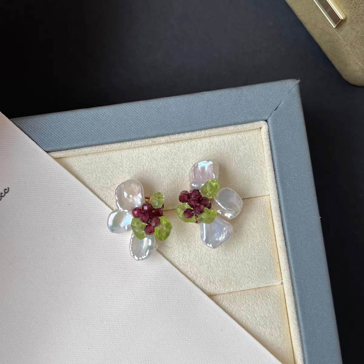 Baroque Pearl Earrings Pedal Floral Flower 925 Silver Dainty Gemstone Earring Jewelry for Women
