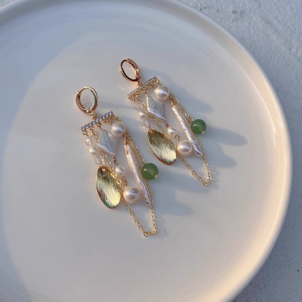 Baroque White Pearl Crystal Earrings Tassels Dangle Drop Long Earring Vintage Jewelry for Women Girls