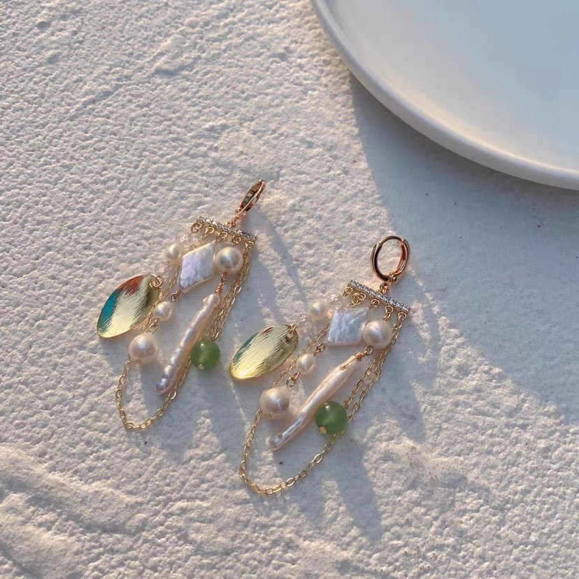 Baroque White Pearl Crystal Earrings Tassels Dangle Drop Long Earring Vintage Jewelry for Women Girls