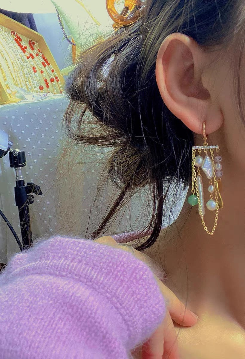 Baroque White Pearl Crystal Earrings Tassels Dangle Drop Long Earring Vintage Jewelry for Women Girls