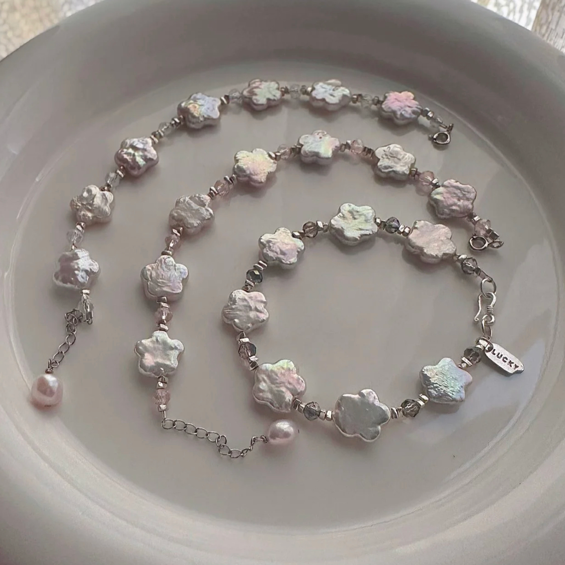 Flower Floral Baroque Pearl Bead Bracelet Charm Fashion Dainty  Jewelry 925 Silver Chain