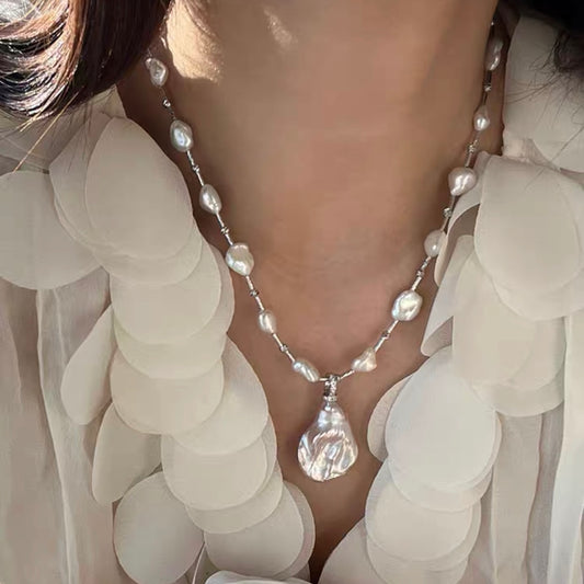 Fresh Water Cultured Baroque Pearl Necklace Choker Adjustable Chain Vintage Jewelry for Women