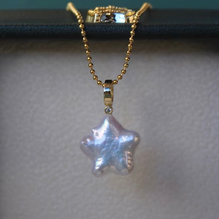 Baroque Freshwater Natural Star Pearl Necklace Dainty 925 Silver Charm Choker Chain Fashion Trendy Jewelry