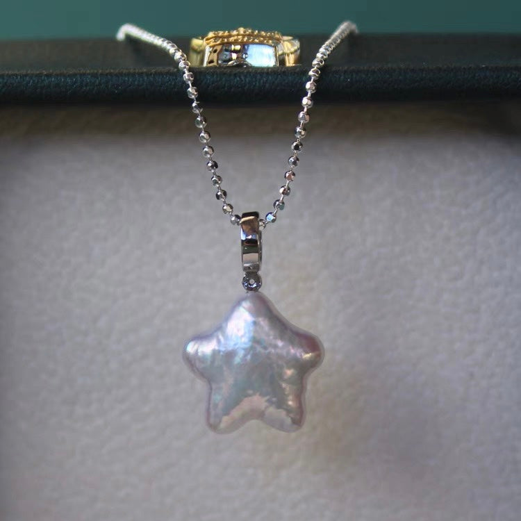 Baroque Freshwater Natural Star Pearl Necklace Dainty 925 Silver Charm Choker Chain Fashion Trendy Jewelry