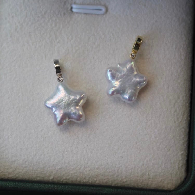 Baroque Freshwater Natural Star Pearl Necklace Dainty 925 Silver Charm Choker Chain Fashion Trendy Jewelry