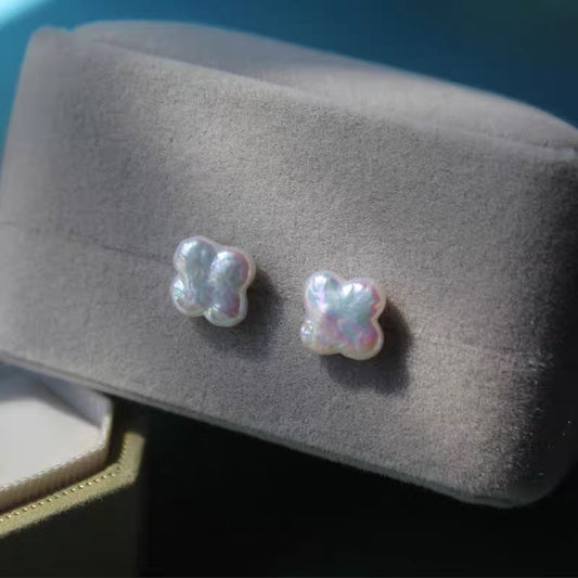 Baroque Clover Natural Pearl Earrings Dainty 925 Silver Earring Fashion Trendy Charm Jewelry