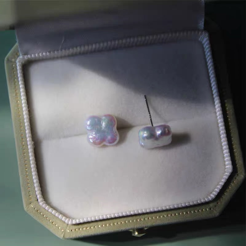 Baroque Clover Natural Pearl Earrings Dainty 925 Silver Earring Fashion Trendy Charm Jewelry