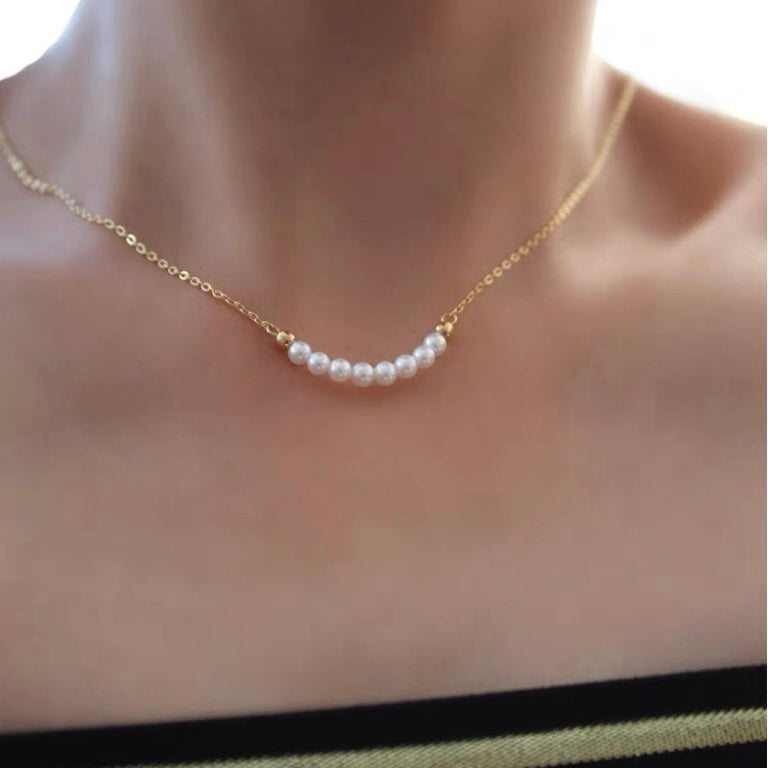 Dainty Pearl Pendant Necklaces for Women 14k Gold Plated Baroque Pearl Chain Delicate Jewelry