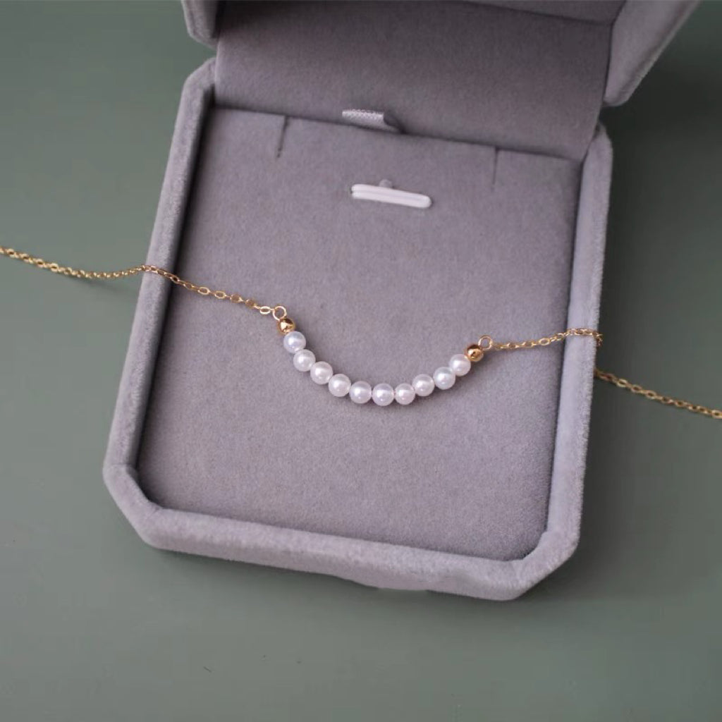 Dainty Pearl Pendant Necklaces for Women 14k Gold Plated Baroque Pearl Chain Delicate Jewelry