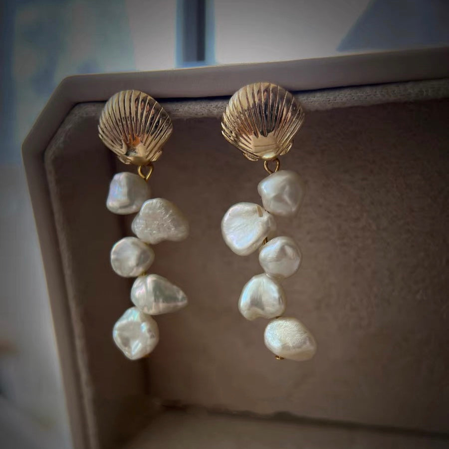 Baroque Beaded Pearl Dangle Drop Long Earring Fashion Charm Trendy Retro Vintage Jewelry