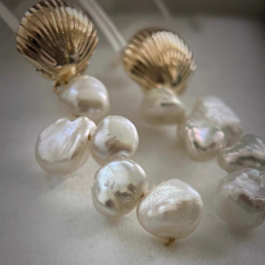 Baroque Beaded Pearl Dangle Drop Long Earring Fashion Charm Trendy Retro Vintage Jewelry