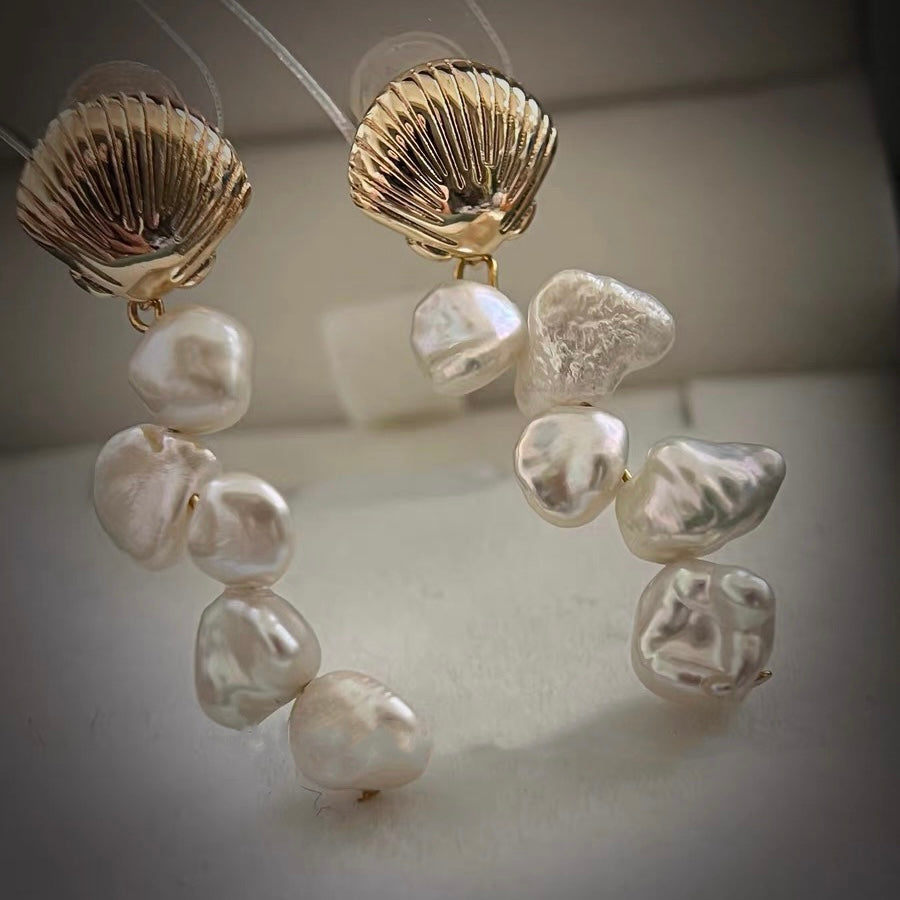 Baroque Beaded Pearl Dangle Drop Long Earring Fashion Charm Trendy Retro Vintage Jewelry