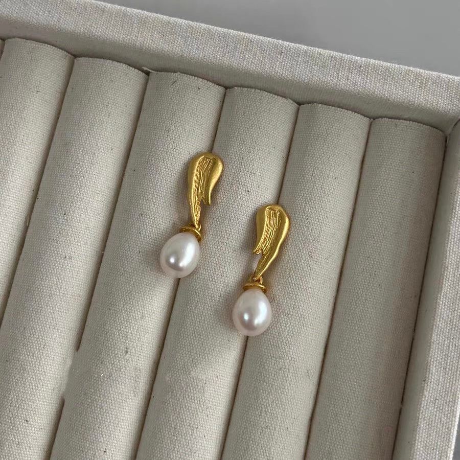 Baroque Freshwater Pearl Earrings Dangle Drop Retro Vintage Jewelry Gold Plated Earring