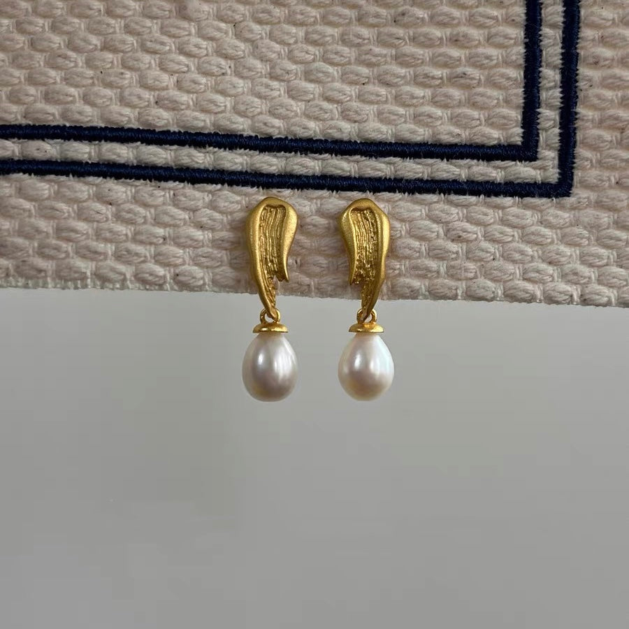 Baroque Freshwater Pearl Earrings  Dangle Drop Retro Vintage Jewelry Gold Plated Earring